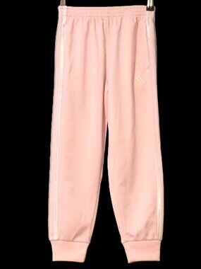Adidas Light Pink Joggers with White Pin Stripes Girl’s Size 6